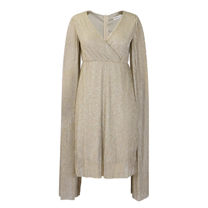 Women’s Solid Color Dress with Elastic Waist – Elegant Polyester Outfit | S–3XL