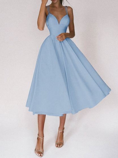 Women’s Fashion Suspender Dress – V-Neck, A-Line, Long Summer Dress hanyelevate