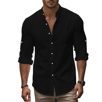 Solid Color Long-Sleeve Cotton Shirt | Casual & Everyday Wear