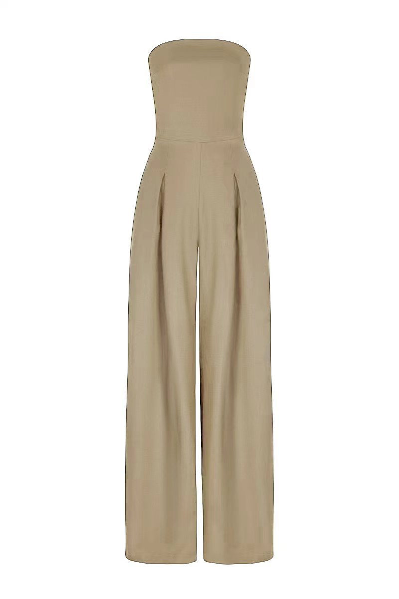 Loose Tube-top Jumpsuit Ins Fashion Backless Wide Leg Long Pants Overalls Women's Clothing hanyelevate
