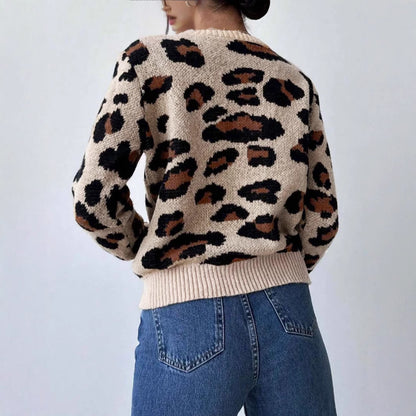 Women’s Khaki Leopard Print Retro Dress – Art Retro Jacquard Style | S–XL | Medium Thickness Polyester