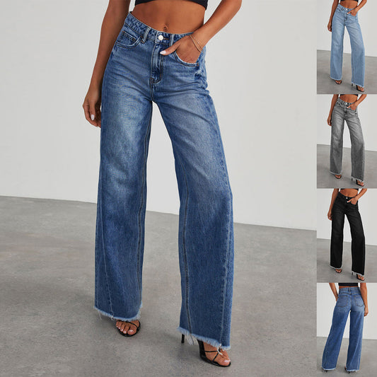 Stylish Women’s High Waist Jeans – Slim Fit and Wide Leg with Functional Pockets hanyelevate