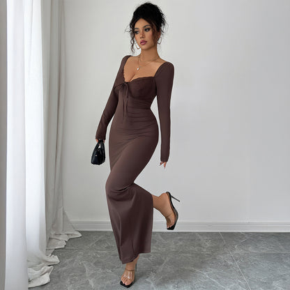 Women’s Solid Color Hip Skirt Dress – High Waist Elegant Style | S–XL