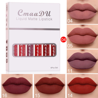 6 Boxes Matte Lipstick & Lip Gloss Set – Waterproof, Smudge-Proof, Non-Stick hanyelevate