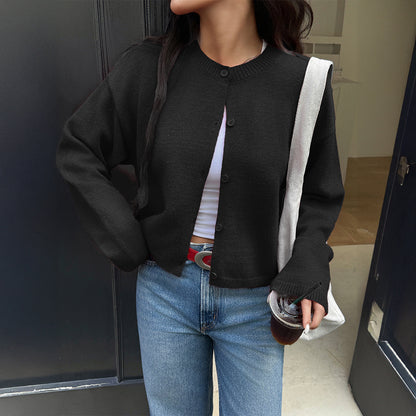 Women’s Sexy Cardigan – Solid Color Acrylic Fiber | Black, Blue, Wine Red, Army Green | S–XL