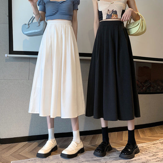 Simple Casual Slimming Mid-length High Waist Skirt hanyelevate