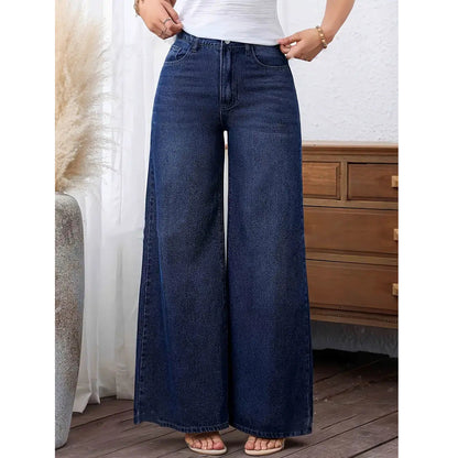 Women’s Dark Blue High-Waist Baggy Jeans with Distressed Pockets | Baggy Jeans for Women hanyelevate