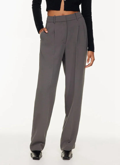 High Waist Straight Trousers With Pockets Wide Leg Casual Pants For Women hanyelevate