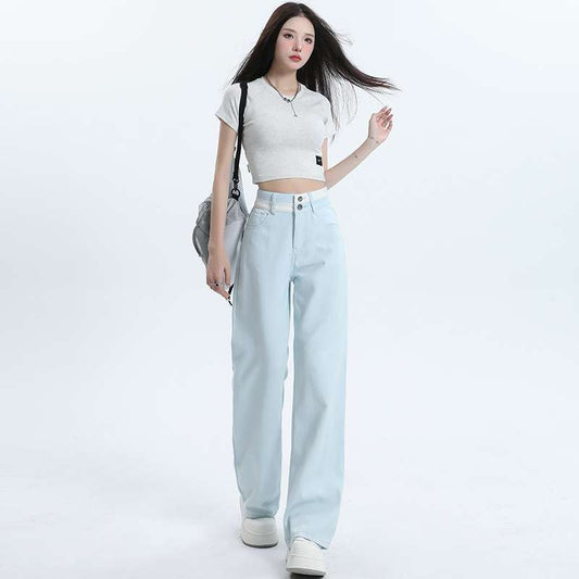 Women’s Cotton Wide-Leg Pants – High/Mid Waist | Meteor Blue, White, Rose Red | XS–2XL