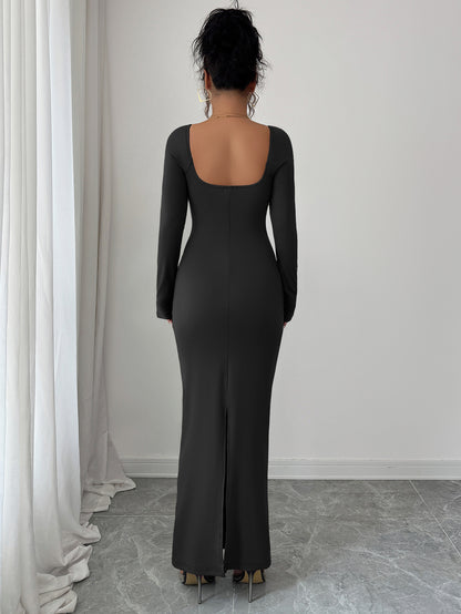 Women’s Solid Color Hip Skirt Dress – High Waist Elegant Style | S–XL