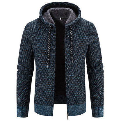 Winter Coat Zipper Closure Solid Color Long Sleeves Drawstring With Hat Keep Warm Casual Thicken Plush Sweater Coat For Daily hanyelevate