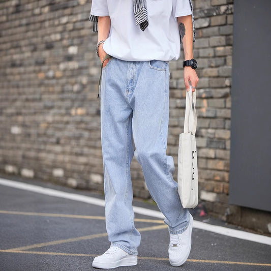 Teenagers’ Denim Straight-Leg Pants | Mid Waist | Casual Leisure