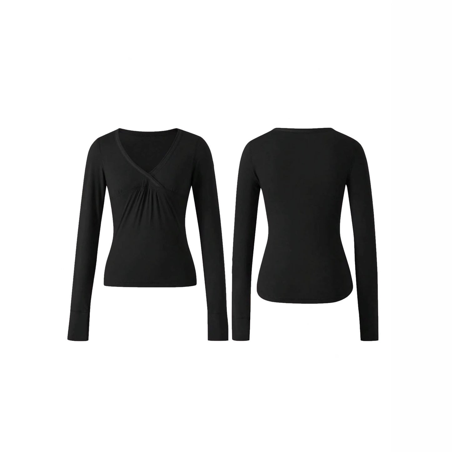 Women’s Elegant Slim Fit Polyester Pullover – Solid Color Long Sleeve Top