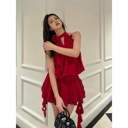Women’s Linen A-Line Oblique Shoulder Dress – Pleated Street Fashion Backless Style | S–XL hanyelevate
