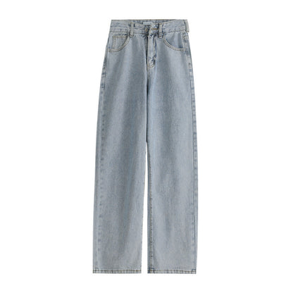 Women’s High-Waist Cotton Straight Pants – Long Length, Retro Style, Stretch Fabric