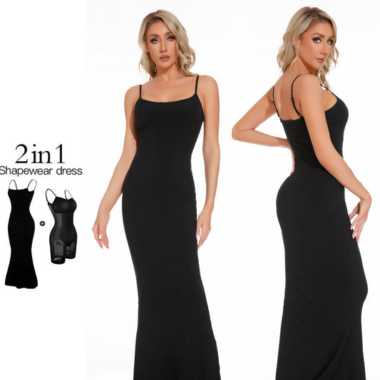 Women's Full Body Shapewear Dress – Tight Fit Jumpsuit with Lift Corset, Chest Pads, and Open Crotch Design hanyelevate