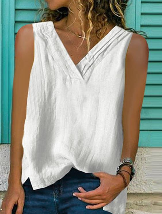 Women’s Slim Fit Cotton Sleeveless Top – Pullover Tank Shirt | S–5XL | White, Yellow, Pink, Black, Navy Blue