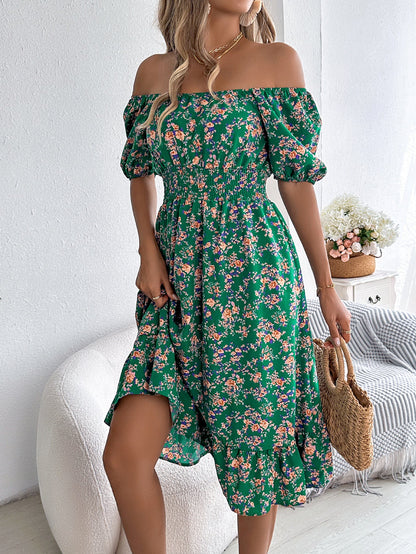 Summer Fashion Ruffle Dress – Women’s Floral Print Square Neck Dress hanyelevate
