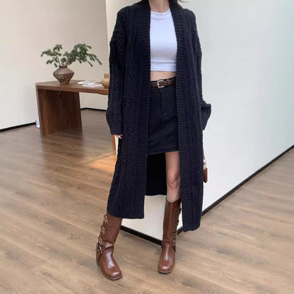 Women’s Thick Twist Knit Cardigan – Long Warm Sweater Coat with Pockets hanyelevate