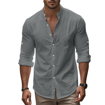 Solid Color Long-Sleeve Cotton Shirt | Casual & Everyday Wear