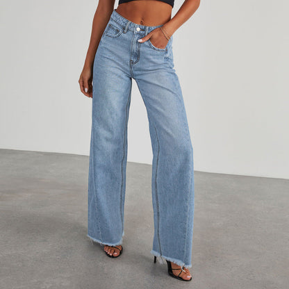 Stylish Women’s High Waist Jeans – Slim Fit and Wide Leg with Functional Pockets hanyelevate