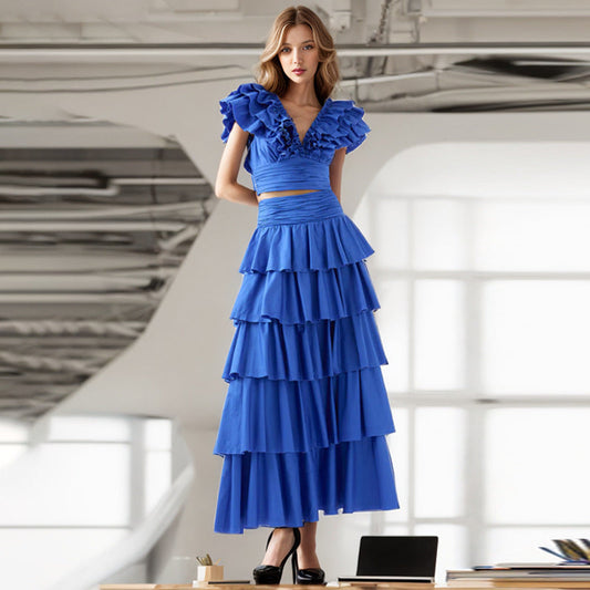 Summer Two-Piece Outfit – Ruffle Skirt & Crop Top Set for Women | Casual Vacation Wear hanyelevate