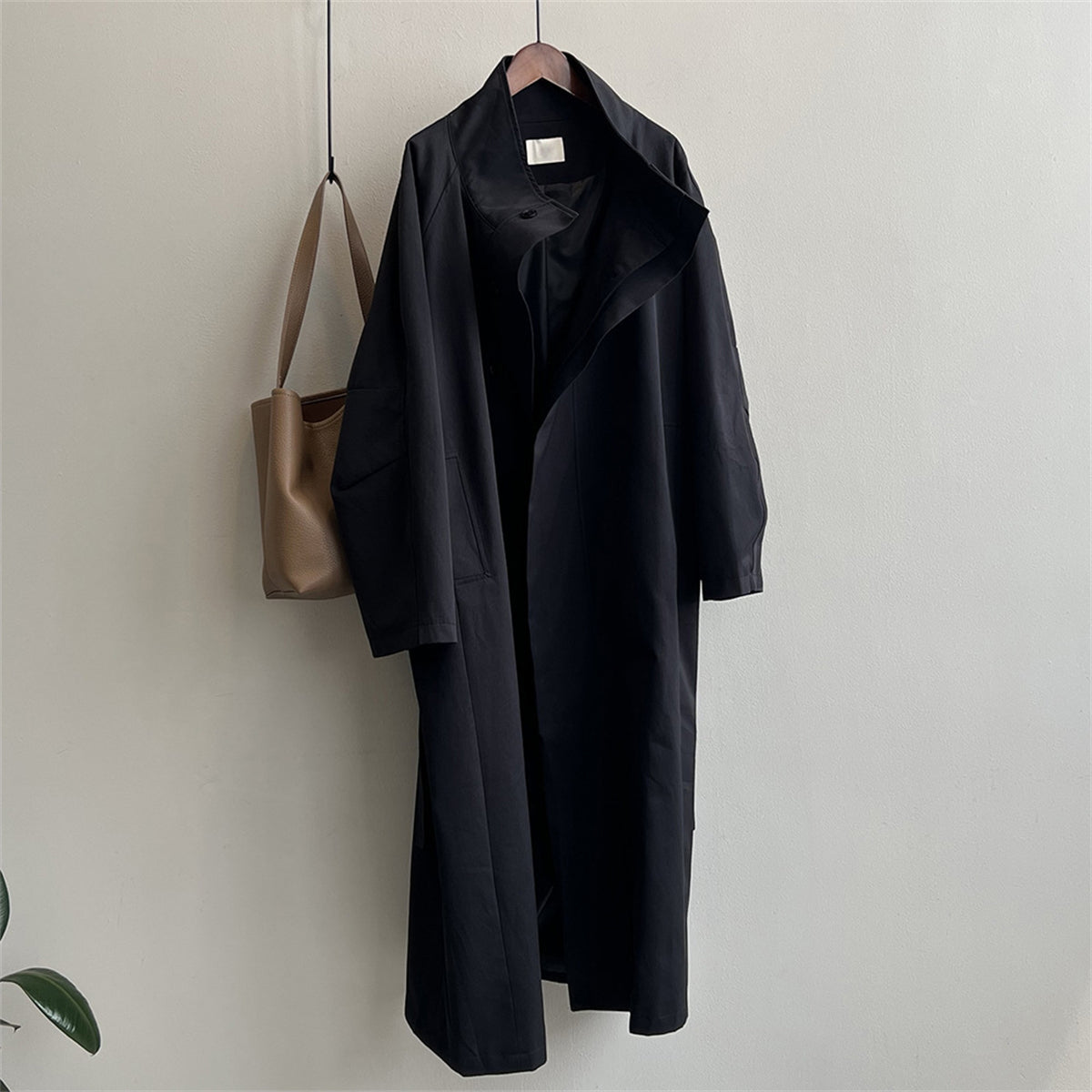 Stand Collar Women's Trench Coat – Mid-Length, Chic Outerwear for Spring & Fall hanyelevate