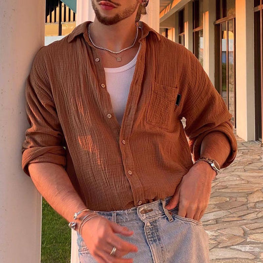 Solid Color Loose-Fit Cardigan | Casual Leisure Wear | Cotton Blend