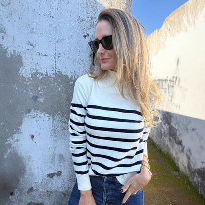 Striped Cotton Pullover | Loose Fit | Button Detail | S–3XL