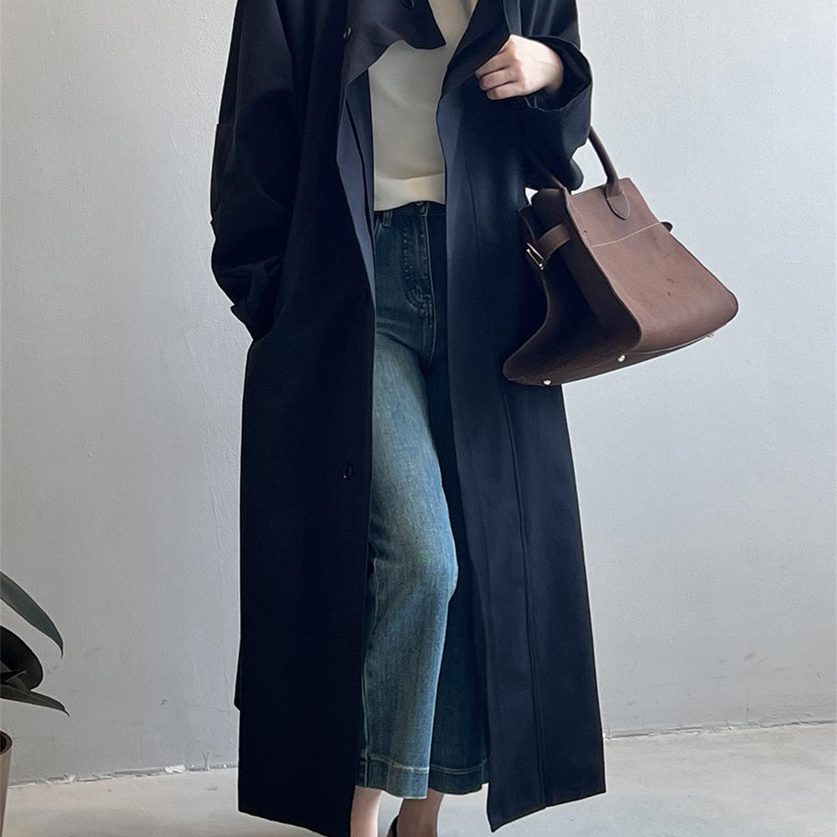 Stand Collar Women's Trench Coat – Mid-Length, Chic Outerwear for Spring & Fall hanyelevate