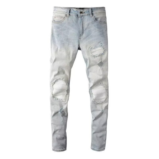 Women’s Light Blue High Waist Denim Pants – Korean Style Straight Pencil Jeans | Zipper Fly | Sizes 28–36