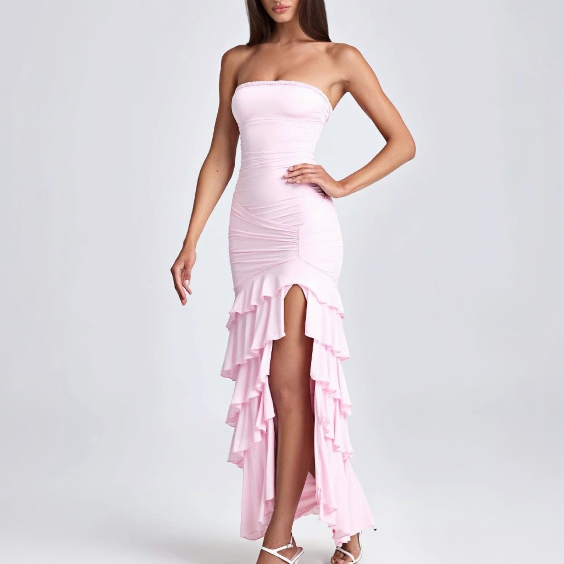 Women’s Street Fashion One-Step Dress – White & Pink | S–L hanyelevate