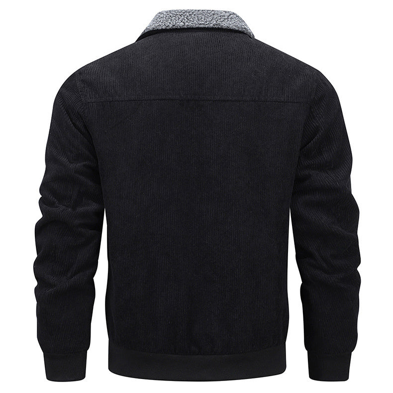 Men’s Winter Coat – Lapel Fleece Lined Jacket with Pockets & Thick Cotton Fabric hanyelevate