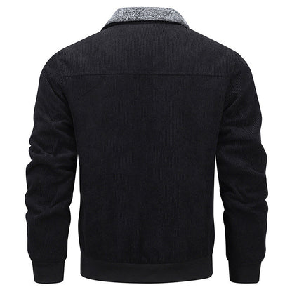 Men’s Winter Coat – Lapel Fleece Lined Jacket with Pockets & Thick Cotton Fabric hanyelevate