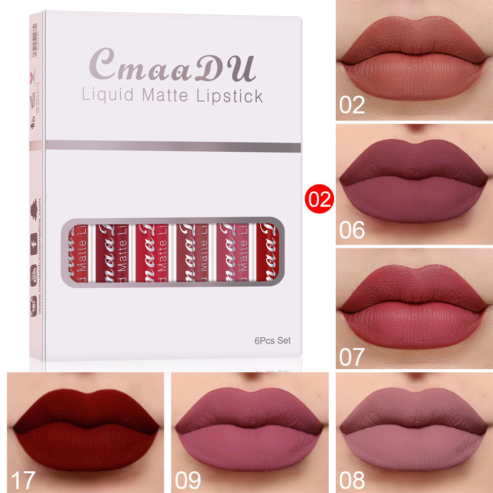 6 Boxes Matte Lipstick & Lip Gloss Set – Waterproof, Smudge-Proof, Non-Stick hanyelevate