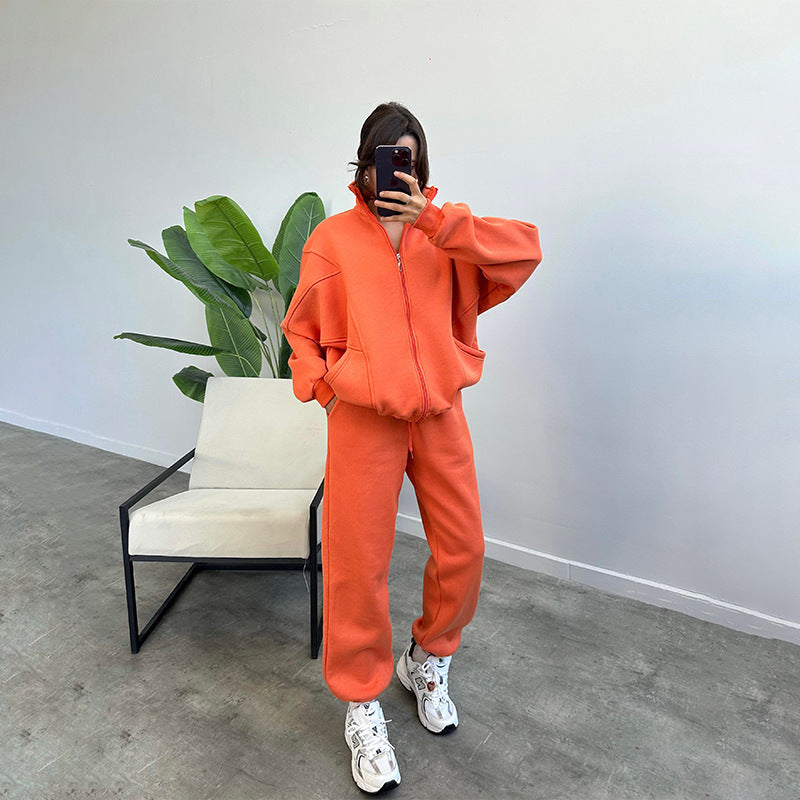 Stylish Women’s Activewear Set – Stand-up Collar Sports Suit with Jogger Pants hanyelevate