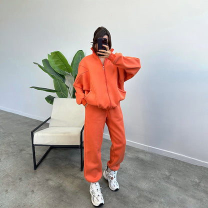 Stylish Women’s Activewear Set – Stand-up Collar Sports Suit with Jogger Pants hanyelevate