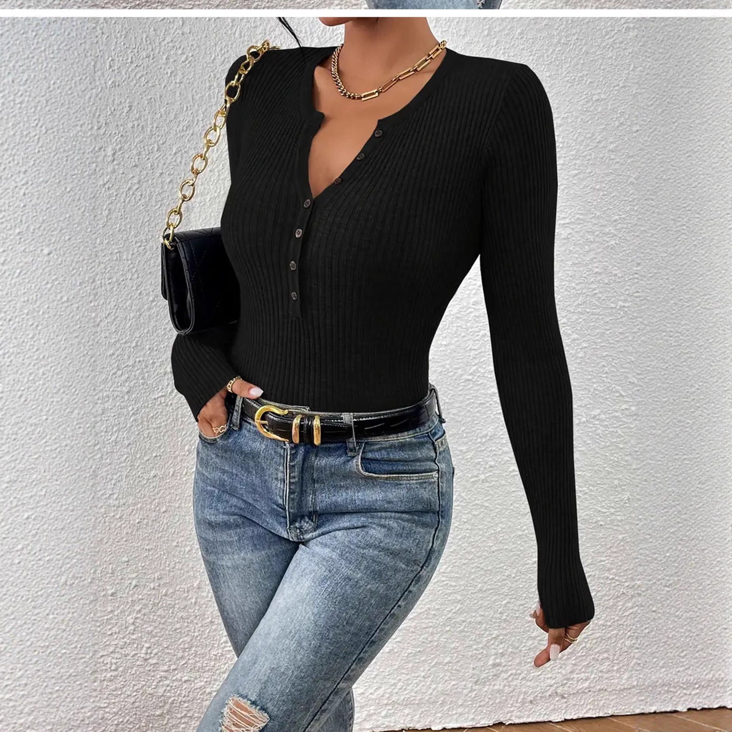 Women’s Slim Fit Long Sleeve Pullover – Wine Red, Gray, Black, Dark Blue, Apricot | XS–XL