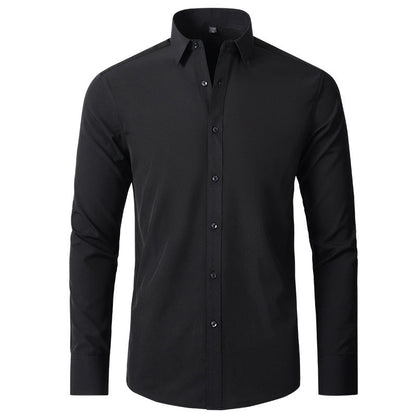 Men’s Fashion Slim Fit Solid Shirt – Long Sleeve Lapel Button Office Business Top hanyelevate