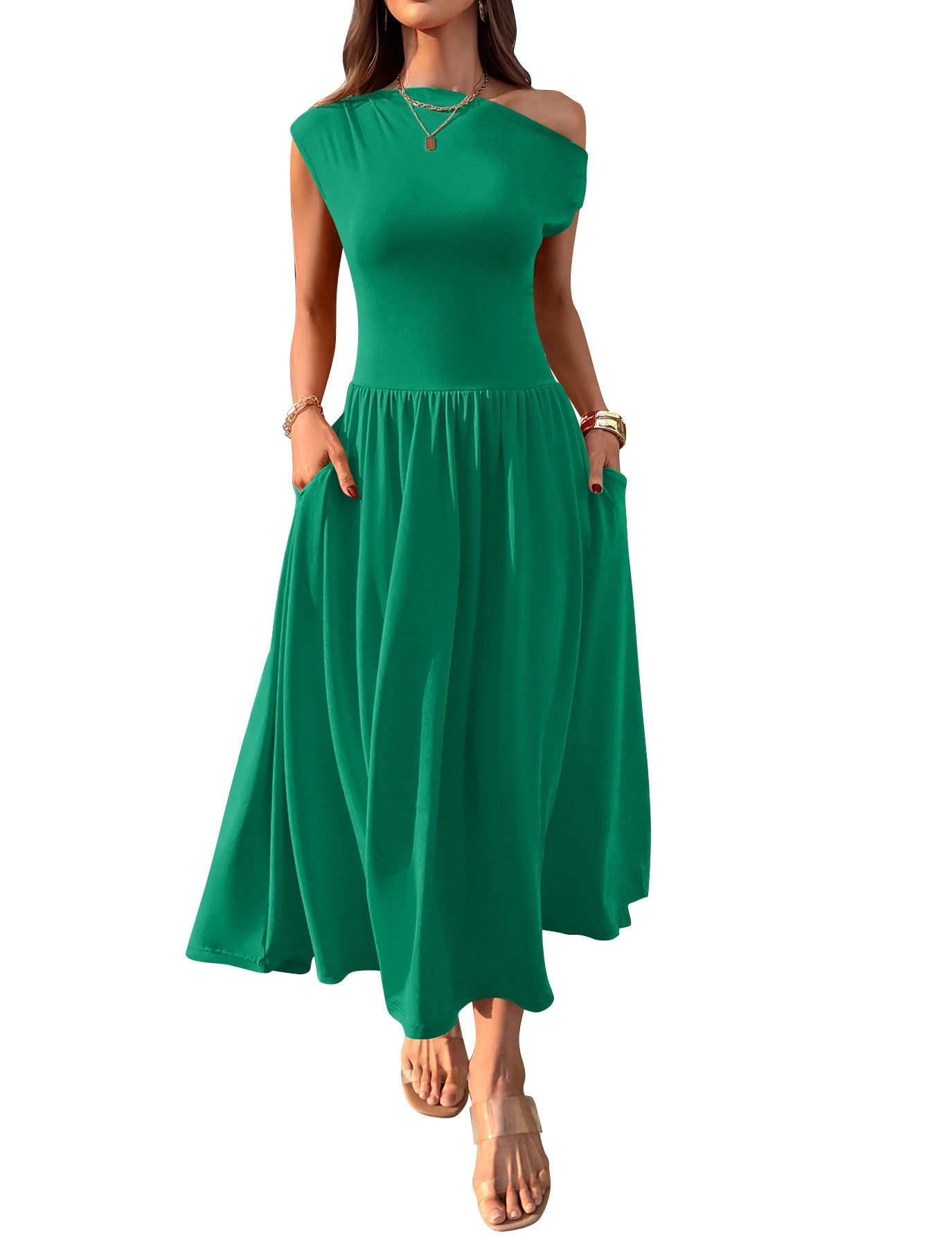 Women’s Knitted Umbrella Skirt – Elastic Waist Sleeveless Dress | S–XL | Multiple Colors hanyelevate