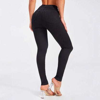 Women’s Cotton Pencil Pants – High Waist/Mid Waist Skinny Jeans | Distressed Casual Style | Sizes 25–40