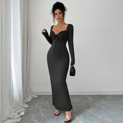 Women’s Solid Color Hip Skirt Dress – High Waist Elegant Style | S–XL
