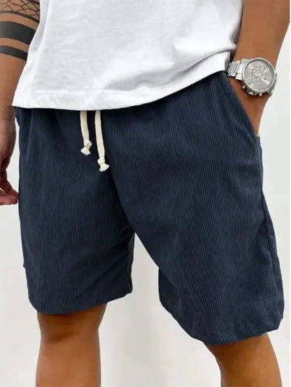 Men's Corduroy Shorts With Drawstring Fashion Casual Pockets Pants Summer hanyelevate