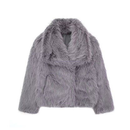 Women’s Winter Plush Coat – Thicken Lapel Casual Long Sleeve Outwear hanyelevate