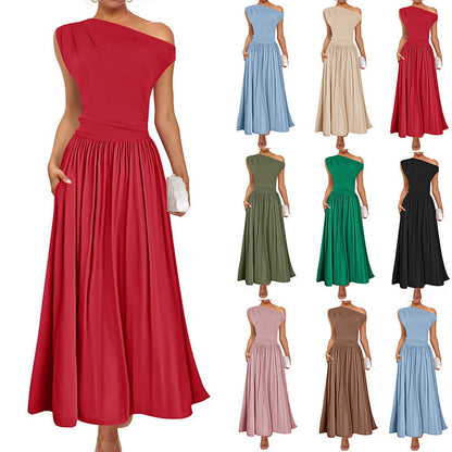 Women’s Knitted Umbrella Skirt – Elastic Waist Sleeveless Dress | S–XL | Multiple Colors hanyelevate