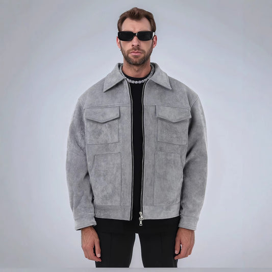 Men’s Solid Color Casual Top – Simple Style Polyester Shirt | Youth Fashion | Gray, Black, Brown | S–XL