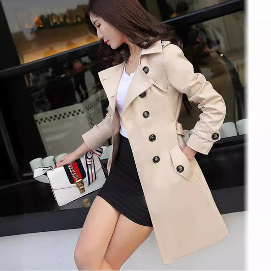 Classic Women's Mid-Length Coat – Fashion Trench for All Seasons hanyelevate