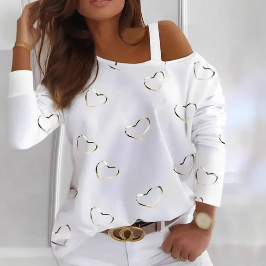 Women’s White Off-Shoulder Top – Street Fashion Strapless Blouse | Oblique Shoulder Style | XL–XXXL | Polyester