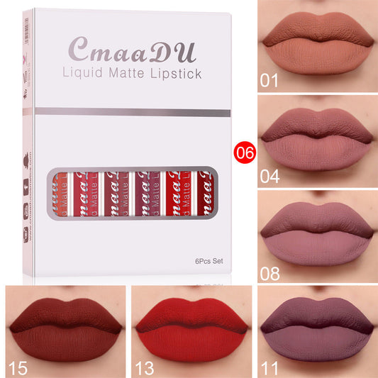 6 Boxes Matte Lipstick & Lip Gloss Set – Waterproof, Smudge-Proof, Non-Stick hanyelevate