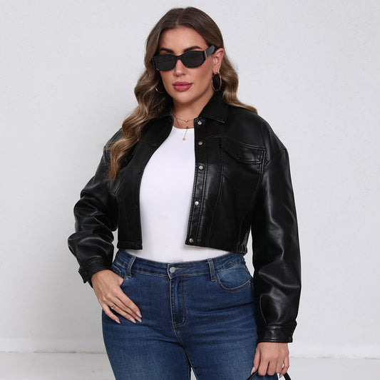 Plus Size Women’s Faux Fur Loose Fit Coat – Black & Red